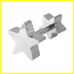 (1個売) ストレートバーベル スターダブルフェイス 14G 16G 18G ボディピアス [ROQUE]