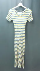 ◇ EGOIST エゴイスト ボーダー柄 バックオープン スリットあり 半袖 ロング丈 ワンピース 表記なし イエロー レディース E  【1308290017203】