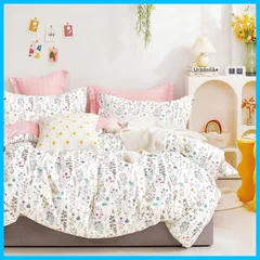 【人気商品】抗菌 防臭 通気性 柔らかい 四季通用 優しい肌触り 封筒式 ベッド用 (ピンク+白 ボックスシーツ 枕カバー シングル・3点セット) 掛け布団カバー 寝具カバー