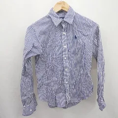 ◇ ⊂ ラルフローレン ボーダー柄 長袖 長袖シャツ サイズ2 ネイビー系 レディース E  【1507250003427】