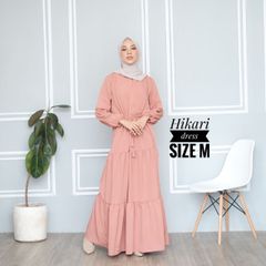 スリムに見える★ウエスト絞りひも付き ムスリムロングドレスHIKARI CLOTHING DRESS WOMAN BRIEF STYLE ISLAM MUSLIM LONG DRESS ABAYA MUSLIM INDONESIA STYLE