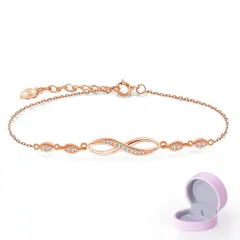 【在庫処分】Naniwaai ブレスレット レディース 上質ジルコニア ブレスレット シルバー925 金属アレルギー対応 ブレスレット 無限 18K プラチナメッキ ブレスレット 女性 アクセサリー 長さ調整可能 細タイプ プレゼント 母の日 誕生日