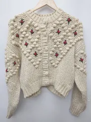 ◇ NICE CLAUP ナイスクラップ 長袖 ニット カーディガン サイズF ベージュ レディース P  【1408200001909】