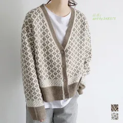 幾何学柄 ジャガードカーディガン レディース 配色ダイス柄 ニットカーディガン 長袖 アーガイル柄 春秋冬 ニットトップス 羽織り ant4y348375