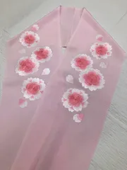振袖用刺繍半衿 桜柄 ピンク 素材化繊 ピンクの振袖に合う可愛い半衿