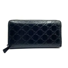 【441】極美品 GUCCI 本革レザー/グッチシマ 307987 ラウンドファスナー/ジップ/長財布 黒