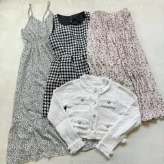 【まとめ売り】GRL グレイル 4点セット レディース Mサイズ フレアワンピース ジャケット スカート花柄 千鳥 チェック柄 フリンジ フェミニン かわいい ガーリー