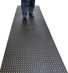 防滑・水はけゴムマット BLACK DRY（ブラックドライ）90cm×2m［屋外用］ゴムタイル状水はけ機構  排水 有孔 穴あき 透水 水抜き 滑り止めマット ノンスリップ 施設 エントランス フロア 出入り口 工場 作業場 現場 歩行