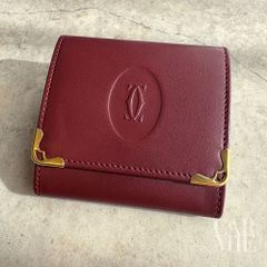 Cartier マストラインレザーコインケース ボルドー ゴールド 卒業式 入学式 ママ 母の日プレゼント ギフト
