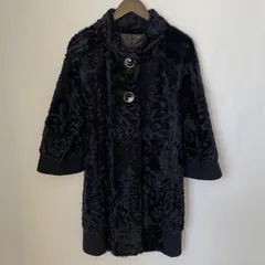 【美品】グランディ　GRANDI doubleidea ファーコート　ネイビー　イタリア製