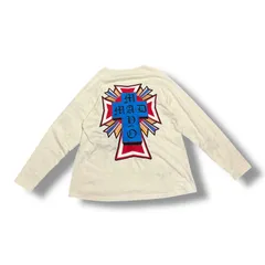 参考上代25300円 MAYO CROSS Embroidery Raglan Long Sleeve Tee クロスエンブロイダリーラグランロングスリーブTシャツ 長袖Tシャツ  カットソー 刺繡ロゴ メイヨ― 23MYF-LT11 M 91142A7