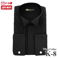 ウイングカラーシャツ K-8 ブライダル フォトブライダル パーティ タキシード シャツ ワイシャツ 結婚式 ブラック ダブルカフス WAWAJAPAN