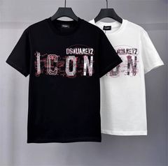 【DSQUARED2】ディースクエアード 2色選択可能 新品  Ｔシャツ  男女兼用 春夏  半袖 黒 白 ブラック ホワイト ZXC211