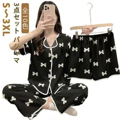 3点セット パジャマ レディース 部屋着 半袖 上下セット 涼しい ルームウェア 大きいサイズ かわいい 前開き 夏 女性 ナイトウェア 可愛い 女の子 ショートパンツ ウエストゴム 婦人用 ズボン xzjhvji#