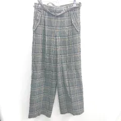 ◇ ⊇◎ DRESKIP ドレスキップ チェック柄 ワイドパンツ スラックス サイズL グレー系 レディース E  【1410100036332】