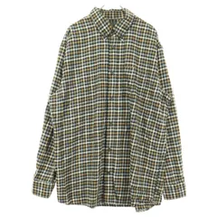 美品 Banana Republic バナナリパブリック チェック柄 長袖 コットンシャツ XL ブラウン メンズ 古着