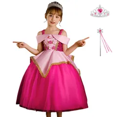 【在庫セール】ステージ衣装 文化祭 プレゼント ハロウィン クリスマス パーティー 诞生日 イベント 変装 衣装 仮装 ガールズ 可愛い ワンピース コスチューム 女の子 コスプレ ローズレッド なりきり お姫様 子供 ドレス プリンセス [MUXIU]