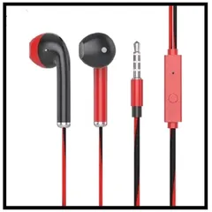 大好評 高音質 高耐久 3.5mm マイク付き 有線 イヤホン 黒赤