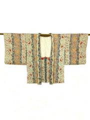 【中古】裄62.5 羽織 正絹 オリエンタルな唐花模様 絞り 