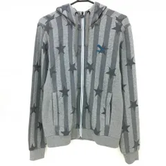 プーマ ジップパーカー グレー ストライプ 星柄 メンズ M ゴルフウェア PUMA