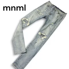 mnml ミニマル 通年 クラッシュ加工★ ストレッチ スキニー バイカー デニム パンツ ジーンズ Sz.32　メンズ
