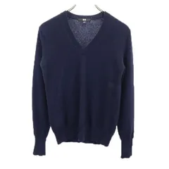 ユニクロ カシミヤ100％ 長袖 Vネック セーター S ネイビー系 UNIQLO ニット レディース