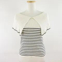 ココディール COCO DEAL ラインケープカラーニット 半袖 オフホワイト 白 2 *T115