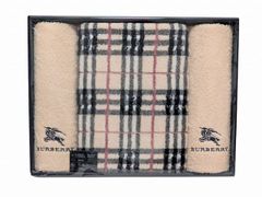 未使用 バーバリー ロンドン　BURBERRY LONDON　タオルセット 3枚 バスタオル フェイスタオル コットン 綿 100％ 日本製 ベージュ チェック 3枚セット 未使用品 ブランド雑貨