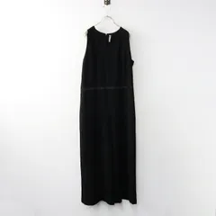 美品 大きいサイズ オンワード アイシービー icb トリアセテートノースリーブサロペットパンツ 44 ブラック┃ワンピース【2400014576634】