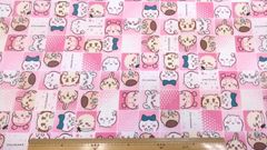 ちいかわ、生地幅110cm×長さ100cm、ピンク