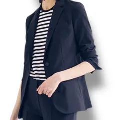 美品 Theory セオリー Admiral Crepe Staple Blazer ネイビー サイズ2 シングルジャケット 日本製 定価¥55,000 総裏 オフィススタイル 通勤着 セレモニー レディース ゴーゴー古着マルイ草加店548