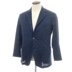 【中古】アクアスキュータム Aquascutum リネンコットンジャージー カジュアルジャケット ネイビー【サイズL】【メンズ】