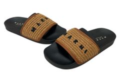 マルニ MARNI SLIDE SANDALS スライド サンダル シャワー フラット ロゴ刺繍 シューズ 茶 黒 SAMS016102 P3860 レディース靴 サンダル その他 ブラック サイズ 36 104S-807