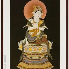 絹本 【雲上観音 】仏画 宗教画 古画 日本画 宗教 仏教美術 古美術 在