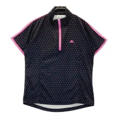 サイズ：L/G ADIDAS GOLF アディダスゴルフ  ハーフジップ 半袖Tシャツ ドット柄 ブラック系 [240101212168]# ゴルフウェア レディース ストスト