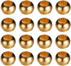 PandaHall Elite 約100個/セット 大穴ビーズ 6x4mm メタルビーズ ロンデル スペーサービーズ 糸通しビーズ 丸玉 ラウンドビーズ 基礎パーツ 金具セット ジュエリー DIY用 手芸用品( ゴールド 6mm 100個)