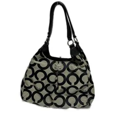 COACH(コーチ) ショルダーバッグ マディソン オプアート マギー 21125M 黒×アイボリー レザー