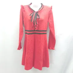 ◇ ⊇ swankiss バイカラー 長袖 膝丈 ワンピース サイズF レッド レディース E  【1503050041614】