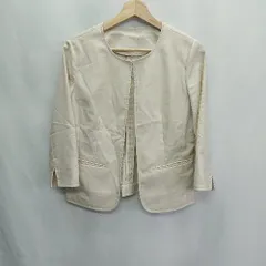 ◇ ⊇ THE SUIT COMPANY 薄手 長袖 ノーカラージャケット サイズ40 ベージュ レディース E  【1409240046233】