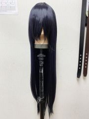【未使用】メーカー不明　ロング　ブラック×ブルーミックス　コスプレ　ウィッグ