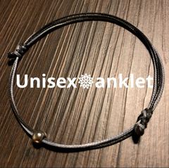 【耐水】アンクレット＊大人ミサンガ＊足首＊ブラック×シルバー