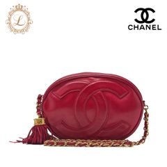 CHANEL シャネル ココマーク フリンジ付き チェーンショルダー ラムスキン 赤（ゴールド金具）ショルダーバッグ  レディースバッグ ハイブランド【中古】【送料無料】