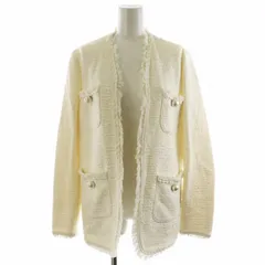 エルマノシェルビーノ ERMANNO SCERVINO ノーカラージャケット ツイード パールボタン 40 白 ホワイト 44TCP07 /AN31のサムネイル