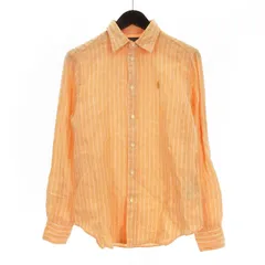 ポロ ラルフローレン POLO RALPH LAUREN リネン シャツ ストライプ 長袖 オレンジ XS 250502E