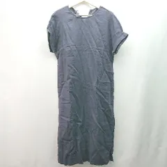 ◇ A DAY IN THE LIFE ラウンドネック 薄手 シンプル　無地 半袖 ロング ワンピース 表記なし ネイビー レディース E  【1310130023329】