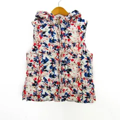 ザラ ベスト ジャケット フード付き 花柄 アウター キッズ 女の子用 140サイズ ホワイト×レッド×ブルー ZARA girls 【中古】