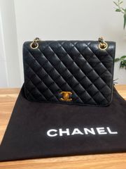 シャネル マトラッセ ラムスキン シングルフラップ シングルチェーンバッグ ブラック ゴールド金具 ヴィンテージ 80s