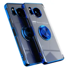 AQUOS Sense 8 用 ケース SH-54D SHG11 カバー 透明TPU 耐衝撃 青メッキ加工 リング ストラップホール付き スタンド機能 車載ホルダー対応 滑り止め 落下防止 シャープ センス8 ケース(ブルー 1枚セット) 0のサムネイル