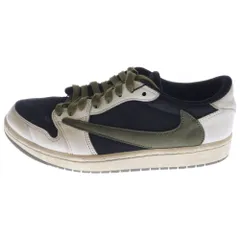 NIKE (ナイキ) ×TRAVIS SCOTT WMNS AIR JORDAN 1 LOW OG Medium Olive トラヴィススコット ウィメンズ エアジョーダン1 ミディアムオリーブ ローカットスニーカー DZ4137-106