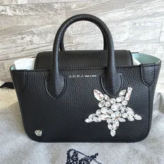 八菜様専用ページ　★定価８万！  A.D.M.J.(エーディーエムジェー) スワロフスキークリスタル付 マイクロミニ トートバッグ ２WAY ショルダーバッグ  ブラック 牛革  レディース PAWNSHOPRiZ  パウンショップリズ